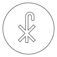 croix monogramme x symbole saint pasteur signe croix religieuse icône en cercle contour rond illustration vectorielle de couleur noire image de style plat vecteur