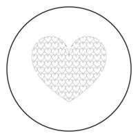 coeur avec des coeurs à l'intérieur du motif de coeur dans l'icône de coeur en cercle contour rond illustration vectorielle de couleur noire image de style plat vecteur