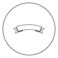ruban bannière bannière publicitaire icône en cercle contour rond illustration vectorielle de couleur noire image de style plat vecteur