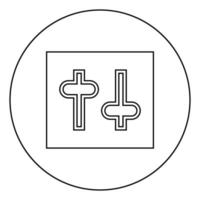 bouton de réglage commutateurs de réglage icône de régulateurs en cercle contour rond illustration vectorielle de couleur noire image de style plat vecteur