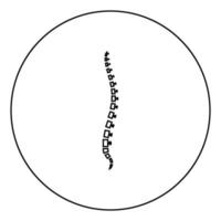 colonne vertébrale humaine vue latérale vertèbres vertèbres dorsales icône en cercle contour rond illustration vectorielle de couleur noire image de style plat vecteur