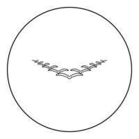 volée d'oiseaux volant dans le ciel dans le concept de leadership clé de coin icône de silhouette de migration en cercle autour de la couleur noire illustration vectorielle image contour ligne mince style vecteur