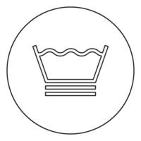 lavage très délicat symboles d'entretien des vêtements concept de lavage icône de signe de blanchisserie en cercle contour rond illustration vectorielle de couleur noire image de style plat vecteur