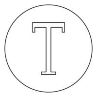 tau symbole grec lettre majuscule majuscule icône de police en cercle contour rond illustration vectorielle de couleur noire image de style plat