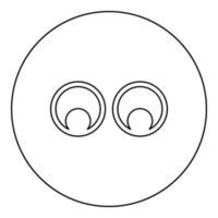 les yeux regardent le concept deux paires d'icônes de vue des yeux en cercle autour de l'illustration vectorielle de couleur noire image de style de contour solide vecteur