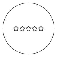 cinq étoiles 5 étoiles icône de concept de notation en cercle contour rond illustration vectorielle de couleur noire image de style plat vecteur