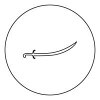 sabre turc cimeterre sabre d'icône d'épée incurvée perse arabe en cercle contour rond illustration vectorielle de couleur noire image de style plat vecteur