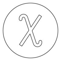 chi symbole grec petite lettre minuscule icône de police en cercle contour rond illustration vectorielle de couleur noire image de style plat