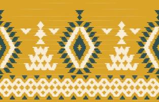 beau motif ethnique ikat art. motif jaune kasuri harmonieux en broderie tribale, folklorique, style mexicain, indien.imprimé d'ornement d'art géométrique aztèque.design texturé slubby pour tapis, tissu. vecteur