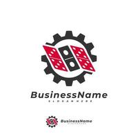 modèle vectoriel de logo d'engrenage domino, concepts créatifs de conception de logo domino