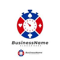 modèle vectoriel de logo de temps de poker, concepts créatifs de conception de logo domino