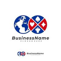 modèle vectoriel de logo du monde du poker, concepts créatifs de conception de logo domino