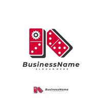 modèle vectoriel de logo d'engrenage domino, concepts créatifs de conception de logo domino