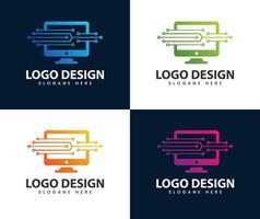 conceptions de modèles de logo de service informatique logo d'idée de technologie informatique vecteur