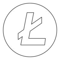 icône litecoin couleur noire en cercle rond vecteur