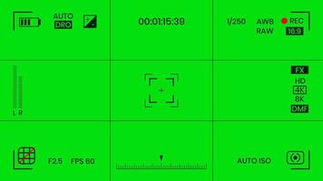 couleur verte chroma key caméra rec cadre viseur superposition fond écran plat style design illustration vectorielle. superposition de caméra à écran vfx chroma key concept d'arrière-plan abstrait pour les séquences vidéo vecteur