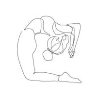 dessin en ligne continu de l'illustration vectorielle de la santé du concept de yoga de remise en forme d'une femme. c'est la journée internationale du yoga. vecteur