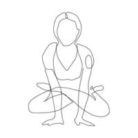 dessin en ligne continu de l'illustration vectorielle de la santé du concept de yoga de remise en forme d'une femme. c'est la journée internationale du yoga. vecteur