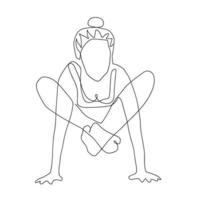 dessin en ligne continu de l'illustration vectorielle de la santé du concept de yoga de remise en forme d'une femme. c'est la journée internationale du yoga. vecteur