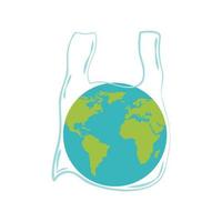 concept de pollution mondiale. jour de la terre - nous détruisons la planète terre. globe terrestre sur sac plastique en polyéthylène. concept de la journée mondiale de l'environnement. Journée internationale sans sacs plastiques. vecteur