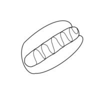 doodle de ligne organique dessinée à la main de restauration rapide de hot-dog vecteur