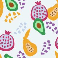 modèle sans couture abstrait. fruits dessinés à la main dans une forme simple vecteur