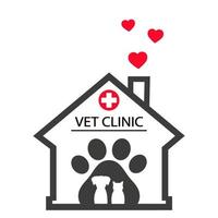 logo de la clinique vétérinaire avec chien et chat vecteur