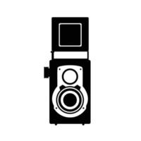 silhouette d'appareil photo vintage. élément de design icône noir et blanc sur fond blanc isolé vecteur