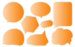 définir des bulles orange sur fond blanc. boîte de chat ou vecteur de chat carré et message de doodle ou nuage d'icône de communication parlant pour les bandes dessinées et le dialogue de message minimal