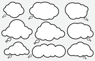 définir des bulles sur fond blanc. boîte de chat ou vecteur de chat doodle message ou icône de communication nuage parlant pour les bandes dessinées et dialogue de message minimal