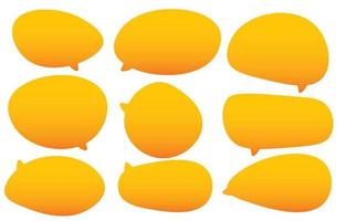définir des bulles jaunes sur fond blanc. boîte de chat ou vecteur de chat mangue et doodle message ou icône de communication nuage parlant pour les bandes dessinées et dialogue de message minimal