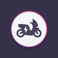 scooter électrique, icône ronde de moto, ev, véhicule électrique, transport écologique