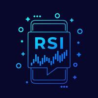 icône d'indicateur de trading rsi avec téléphone intelligent vecteur