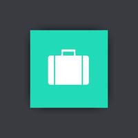 icône de valise, étui, symbole de valise, voyage d'affaires, voyage, icône carrée, illustration vectorielle vecteur