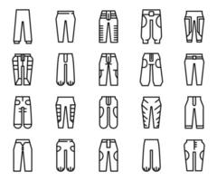 icônes de pantalons de mode vecteur
