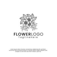 logo de fleur de beauté d'art en ligne. création de logo d'inspiration. illustration vectorielle de modèle. isolé sur fond blanc vecteur