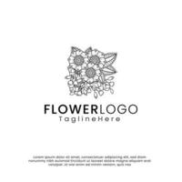 logo de fleur de beauté d'art en ligne. création de logo d'inspiration. illustration vectorielle de modèle. isolé sur fond blanc vecteur