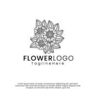 logo de fleur de beauté d'art en ligne. création de logo d'inspiration. illustration vectorielle de modèle. isolé sur fond blanc vecteur