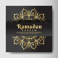 ramadan kareem avec fond de mandala. conception pour votre date, carte postale, bannière, logo. vecteur