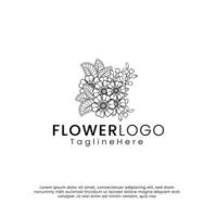 logo de fleur de beauté d'art en ligne. création de logo d'inspiration. illustration vectorielle de modèle. isolé sur fond blanc vecteur