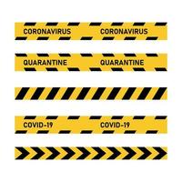 ensemble de bandes de quarantaine. covid-19, ligne de danger de coronavirus. illustration vectorielle de zone de danger vecteur