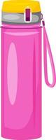 bouteille d'eau rose pour objet vectoriel de couleur semi-plat de gym