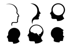 silhouette, tête humaine, logo, icône, vecteur, ensemble vecteur