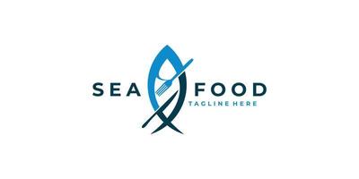 vecteur d'icône de logo de fruits de mer isolé
