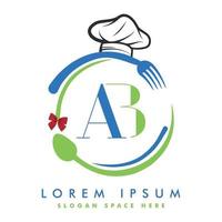 lettre initiale ab logo avec cuillère et fourchette pour modèle de logo de restaurant. logo de maître de chef, cuisine, vecteur de logo de cuisine