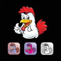 conception premium de logo de mascotte de poulet vecteur
