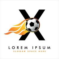 logo de football de football sur le signe de la lettre x. création de logo de football.