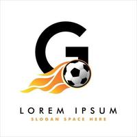logo de football de football sur le signe de la lettre g. création de logo de football.
