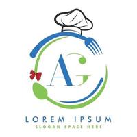 logo de lettre initiale ag avec cuillère et fourchette pour le modèle de logo de restaurant. logo de maître de chef, cuisine, vecteur de logo de cuisine