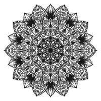 mandala monochrome sur fond blanc. motif oriental floral circulaire. arabesques rondes. coloriage. motif circulaire pour mehndi, tatouage, logo. illustration vectorielle. vecteur